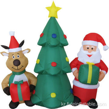 크리스마스를 위한 휴일 팽창식 산타 순록과 나무